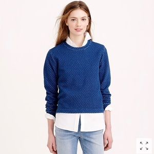 J Crew Quilted Indigo Blue Pullover Sweatshirt